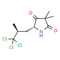 ChemSpider 2D Image | (5R)-3,3-Dimethyl-5-[(2S)-3,3,3-trichloro-2-methylpropyl]-2,4-pyrrolidinedione | C10H14Cl3NO2