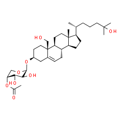ChemSpider 2D Image | (3beta)-19,25-Dihydroxycholest-5-en-3-yl 4-O-acetyl-beta-D-arabinopyranoside | C34H56O8