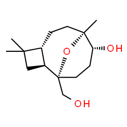 ChemSpider 2D Image | (1S,2S,5R,8S,9R)-1-(Hydroxymethyl)-4,4,8-trimethyl-12-oxatricyclo[6.3.1.0~2,5~]dodecan-9-ol | C15H26O3