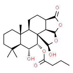 ChemSpider 2D Image | (4aR,4bR,6aR,8aR,10aS,10bR,11S,12R,12aS)-10,12-Dihydroxy-1,1,4a-trimethyl-7-oxotetradecahydro-2H-furo[2,3,4-cd]naphtho[2,1-e][2]benzofuran-11-yl butyrate | C24H36O7