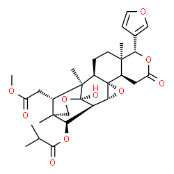 ChemSpider 2D Image | (1R,2R,4S,5R,9R,10R,13R,14S,15S,16S,19R,20R)-9-(3-Furyl)-19-hydroxy-15-(2-methoxy-2-oxoethyl)-10,14,16-trimethyl-7-oxo-3,8,18-trioxahexacyclo[14.3.1.0~2,4~.0~4,13~.0~5,10~.0~14,19~]icos-20-yl 2-methyl
propanoate | C31H40O10