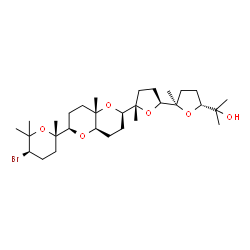 ChemSpider 2D Image | 2-[(2R,2'S,5R,5'S)-5'-{(2R,4aR,6R,8aS)-6-[(2S,5R)-5-Bromo-2,6,6-trimethyltetrahydro-2H-pyran-2-yl]-8a-methyloctahydropyrano[3,2-b]pyran-2-yl}-2,5'-dimethyloctahydro-2,2'-bifuran-5-yl]-2-propanol | C30H51BrO6