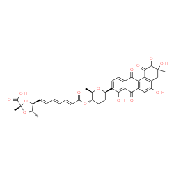 ChemSpider 2D Image | (2S,4S,5S)-2,4-Dimethyl-5-[(1E,3E,5E)-7-{[(2R,3S,6R)-2-methyl-6-(2,3,5,8-tetrahydroxy-3-methyl-1,7,12-trioxo-1,2,3,4,7,12-hexahydro-9-tetraphenyl)tetrahydro-2H-pyran-3-yl]oxy}-7-oxo-1,3,5-heptatrien-1
-yl]-1,3-dioxolane-2-carboxylic acid | C38H38O14
