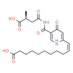 ChemSpider 2D Image | (10Z)-11-(5-{[(3S)-3-Carboxybutanoyl]carbamoyl}-4-oxo-1,4-dihydro-2-pyridinyl)-10-undecenoic acid | C22H30N2O7