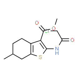 ChemSpider 2D Image | methyl 2-(2-chloroacetamido)-6-methyl-4,5,6,7-tetrahydro-1-benzothiophene-3-carboxylate | C13H16ClNO3S