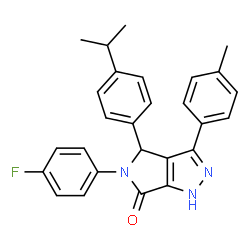 ChemSpider 2D Image | 5-(4-Fluorophenyl)-4-(4-isopropylphenyl)-3-(4-methylphenyl)-4,5-dihydropyrrolo[3,4-c]pyrazol-6(1H)-one | C27H24FN3O