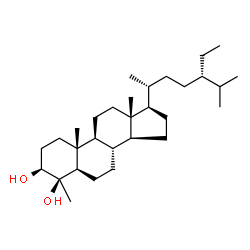 ChemSpider 2D Image | (3beta,4beta,5alpha,24S)-4-Methylstigmastane-3,4-diol | C30H54O2