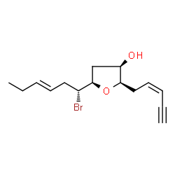 ChemSpider 2D Image | (2R,3R,5R)-5-[(1R,3E)-1-Bromo-3-hexen-1-yl]-2-[(2Z)-2-penten-4-yn-1-yl]tetrahydro-3-furanol | C15H21BrO2
