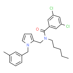 ChemSpider 2D Image | 3,5-Dichloro-N-{[1-(3-methylbenzyl)-1H-pyrrol-2-yl]methyl}-N-pentylbenzamide | C25H28Cl2N2O
