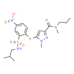 ChemSpider 2D Image | 5-[2-(Isobutylsulfamoyl)-4-nitrophenoxy]-N,1-dimethyl-N-propyl-1H-pyrazole-3-carboxamide | C19H27N5O6S