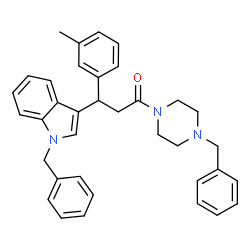 ChemSpider 2D Image | 3-(1-Benzyl-1H-indol-3-yl)-1-(4-benzyl-1-piperazinyl)-3-(3-methylphenyl)-1-propanone | C36H37N3O