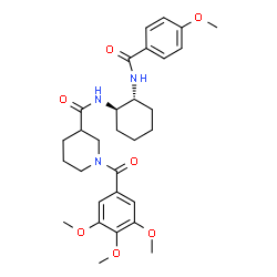 ChemSpider 2D Image | N-{(1R,2R)-2-[(4-Methoxybenzoyl)amino]cyclohexyl}-1-(3,4,5-trimethoxybenzoyl)-3-piperidinecarboxamide | C30H39N3O7