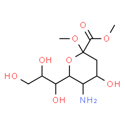 ChemSpider 2D Image | Dimethyl 5-amino-3,5-dideoxy-6-(1,2,3-trihydroxypropyl)hex-2-ulopyranosidonate | C11H21NO8