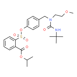 ChemSpider 2D Image | Isopropyl 2-{[4-({(2-methoxyethyl)[(2-methyl-2-propanyl)carbamoyl]amino}methyl)phenoxy]sulfonyl}benzoate | C25H34N2O7S