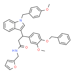 ChemSpider 2D Image | 3-[4-(Benzyloxy)-3-methoxyphenyl]-N-(2-furylmethyl)-3-[1-(4-methoxybenzyl)-1H-indol-3-yl]propanamide | C38H36N2O5