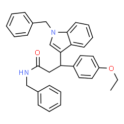 ChemSpider 2D Image | N-Benzyl-3-(1-benzyl-1H-indol-3-yl)-3-(4-ethoxyphenyl)propanamide | C33H32N2O2