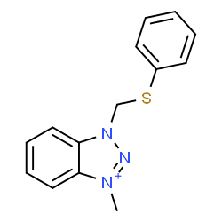 ChemSpider 2D Image | 3-Methyl-1-[(phenylsulfanyl)methyl]-1H-benzotriazol-3-ium | C14H14N3S