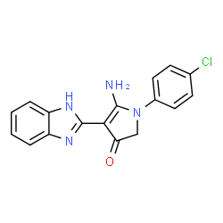 ChemSpider 2D Image | 5-Amino-4-(1H-benzoimidazol-2-yl)-1-(4-chloro-phenyl)-1,2-dihydro-pyrrol-3-one | C17H13ClN4O