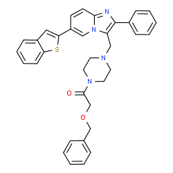 ChemSpider 2D Image | 1-(4-{[6-(1-Benzothiophen-2-yl)-2-phenylimidazo[1,2-a]pyridin-3-yl]methyl}-1-piperazinyl)-2-(benzyloxy)ethanone | C35H32N4O2S
