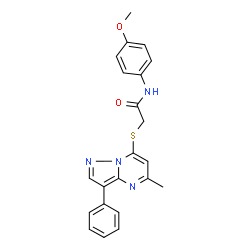ChemSpider 2D Image | N-(4-Methoxyphenyl)-2-[(5-methyl-3-phenylpyrazolo[1,5-a]pyrimidin-7-yl)sulfanyl]acetamide | C22H20N4O2S