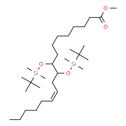 ChemSpider 2D Image | Methyl (12Z)-9,10-bis{[dimethyl(2-methyl-2-propanyl)silyl]oxy}-12-octadecenoate | C31H64O4Si2