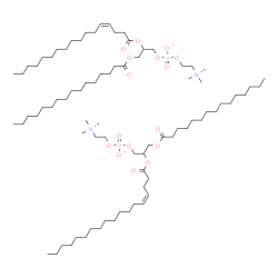 ChemSpider 2D Image | 2-[(4Z)-4-Heptadecenoyloxy]-3-(palmitoyloxy)propyl 2-(trimethylammonio)ethyl phosphate - 2-[(4Z)-4-octadecenoyloxy]-3-(pentadecanoyloxy)propyl 2-(trimethylammonio)ethyl phosphate (1:1) | C82H160N2O16P2