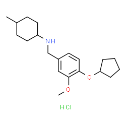 ChemSpider 2D Image | N-[4-(Cyclopentyloxy)-3-methoxybenzyl]-4-methylcyclohexanamine hydrochloride (1:1) | C20H32ClNO2