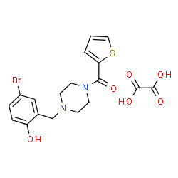ChemSpider 2D Image | [4-(5-Bromo-2-hydroxybenzyl)-1-piperazinyl](2-thienyl)methanone ethanedioate (1:1) | C18H19BrN2O6S