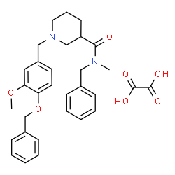 ChemSpider 2D Image | N-Benzyl-1-[4-(benzyloxy)-3-methoxybenzyl]-N-methyl-3-piperidinecarboxamide ethanedioate (1:1) | C31H36N2O7