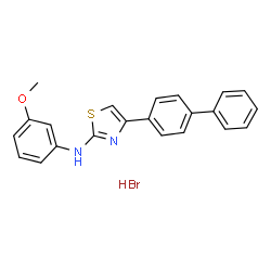 ChemSpider 2D Image | 4-(4-Biphenylyl)-N-(3-methoxyphenyl)-1,3-thiazol-2-amine hydrobromide (1:1) | C22H19BrN2OS