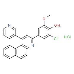 ChemSpider 2D Image | 2-Chloro-6-methoxy-4-[1-(3-pyridinyl)benzo[f]quinolin-3-yl]phenol hydrochloride (1:1) | C25H18Cl2N2O2