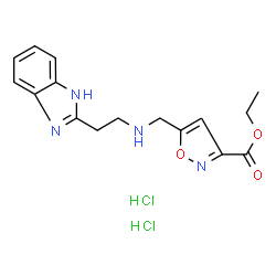 ChemSpider 2D Image | Ethyl 5-({[2-(1H-benzimidazol-2-yl)ethyl]amino}methyl)-1,2-oxazole-3-carboxylate dihydrochloride | C16H20Cl2N4O3
