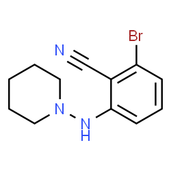 ChemSpider 2D Image | 2-Bromo-6-(1-piperidinylamino)benzonitrile | C12H14BrN3