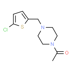 ChemSpider 2D Image | 1-{4-[(5-Chloro-2-thienyl)methyl]-1-piperazinyl}ethanone | C11H15ClN2OS