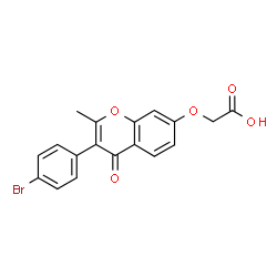 ChemSpider 2D Image | {[3-(4-Bromophenyl)-2-methyl-4-oxo-4H-chromen-7-yl]oxy}acetic acid | C18H13BrO5