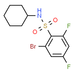 ChemSpider 2D Image | 2-Bromo-N-cyclohexyl-4,6-difluorobenzenesulfonamide | C12H14BrF2NO2S