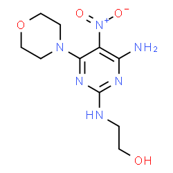 ChemSpider 2D Image | 2-{[4-Amino-6-(4-morpholinyl)-5-nitro-2-pyrimidinyl]amino}ethanol | C10H16N6O4