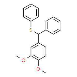 ChemSpider 2D Image | 1,2-Dimethoxy-4-[phenyl(phenylsulfanyl)methyl]benzene | C21H20O2S