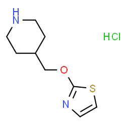 ChemSpider 2D Image | 4-[(1,3-Thiazol-2-yloxy)methyl]piperidine hydrochloride (1:1) | C9H15ClN2OS