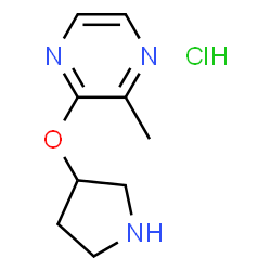 ChemSpider 2D Image | 2-methyl-3-(pyrrolidin-3-yloxy)pyrazine hydrochloride | C9H14ClN3O