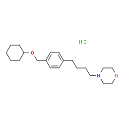 ChemSpider 2D Image | 4-(4-{4-[(Cyclohexyloxy)methyl]phenyl}butyl)morpholine hydrochloride (1:1) | C21H34ClNO2