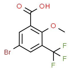 ChemSpider 2D Image | 5-Bromo-2-methoxy-3-(trifluoromethyl)benzoic acid | C9H6BrF3O3