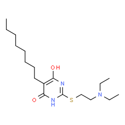 ChemSpider 2D Image | 2-{[2-(Diethylamino)ethyl]sulfanyl}-6-hydroxy-5-octyl-4(3H)-pyrimidinone | C18H33N3O2S