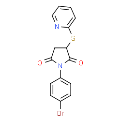 ChemSpider 2D Image | 1-(4-Bromophenyl)-3-(2-pyridinylsulfanyl)-2,5-pyrrolidinedione | C15H11BrN2O2S