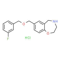 ChemSpider 2D Image | 7-{[(3-Fluorobenzyl)oxy]methyl}-2,3,4,5-tetrahydro-1,4-benzoxazepine hydrochloride (1:1) | C17H19ClFNO2