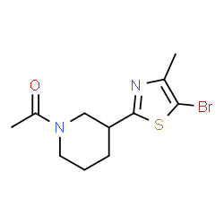 ChemSpider 2D Image | 1-[3-(5-Bromo-4-methyl-1,3-thiazol-2-yl)-1-piperidinyl]ethanone | C11H15BrN2OS