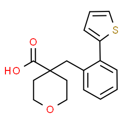 ChemSpider 2D Image | 4-[2-(2-Thienyl)benzyl]tetrahydro-2H-pyran-4-carboxylic acid | C17H18O3S