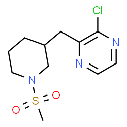 ChemSpider 2D Image | 2-Chloro-3-((1-(methylsulfonyl)piperidin-3-yl)methyl)pyrazine | C11H16ClN3O2S