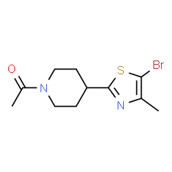ChemSpider 2D Image | 1-[4-(5-Bromo-4-methyl-1,3-thiazol-2-yl)-1-piperidinyl]ethanone | C11H15BrN2OS