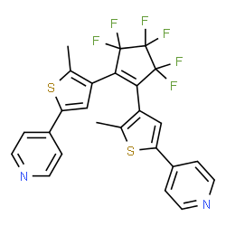 ChemSpider 2D Image | 4,4'-[(3,3,4,4,5,5-Hexafluoro-1-cyclopentene-1,2-diyl)bis(5-methyl-4,2-thienediyl)]dipyridine | C25H16F6N2S2